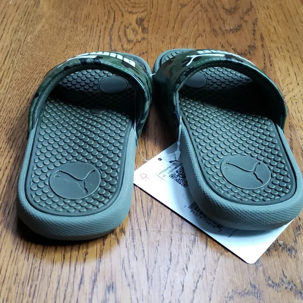 NWT Cool Cat Camo Slide Sandal Green Camouflage Kids Size 11